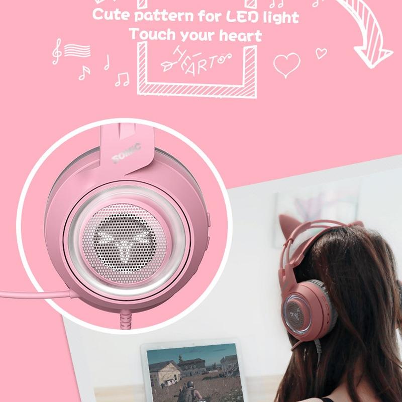 7.1 Channel E-Sports Headset Pink 7