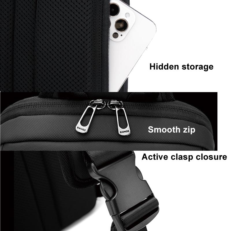 Men Chest Bag Business Shoulder Crossbody Bag - Black 8