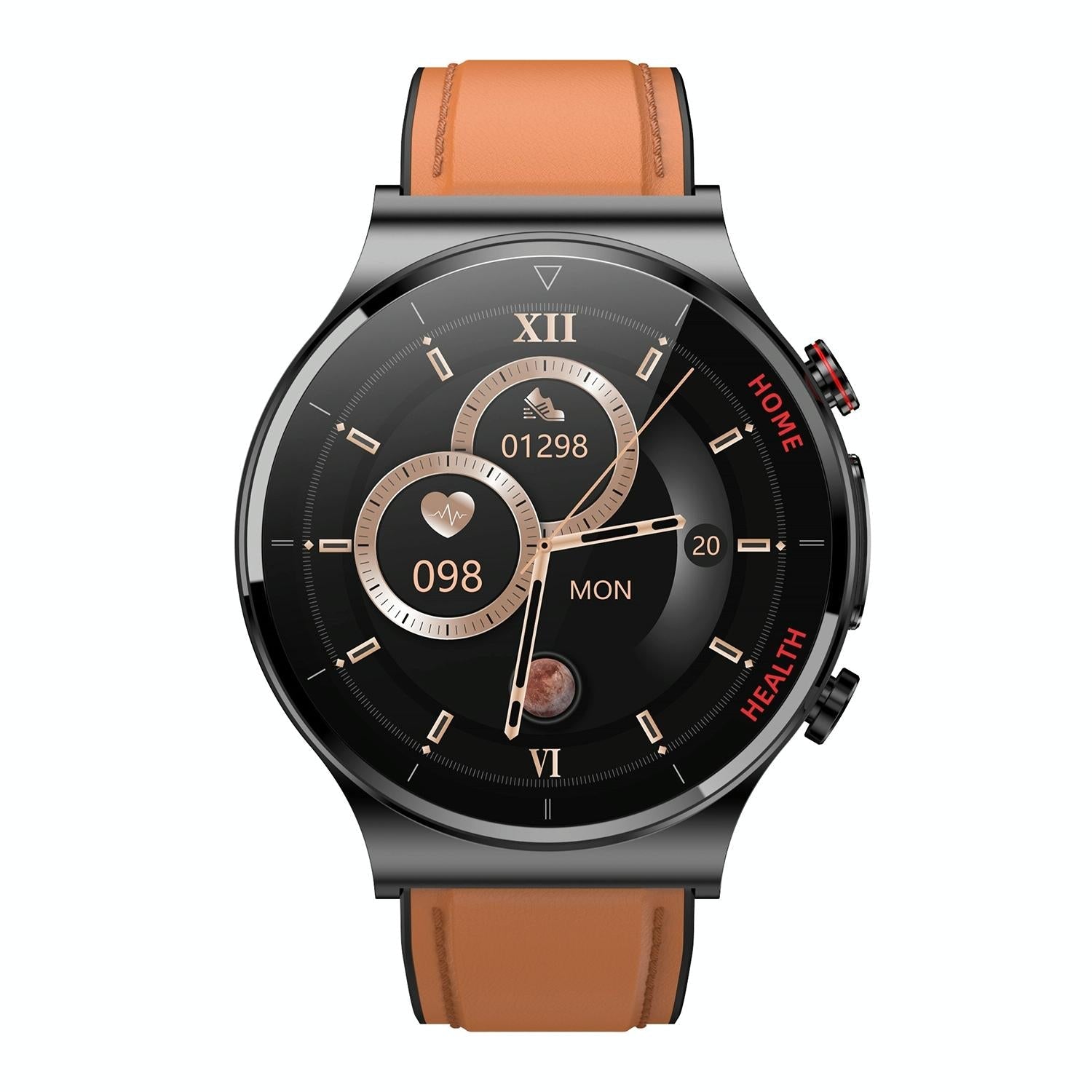 1.32 Inch Screen Leather Watch Strap Smart Health Watch Supports Body Temperature Monitoring Ecg Monitoring Blood Pressure - Black 10