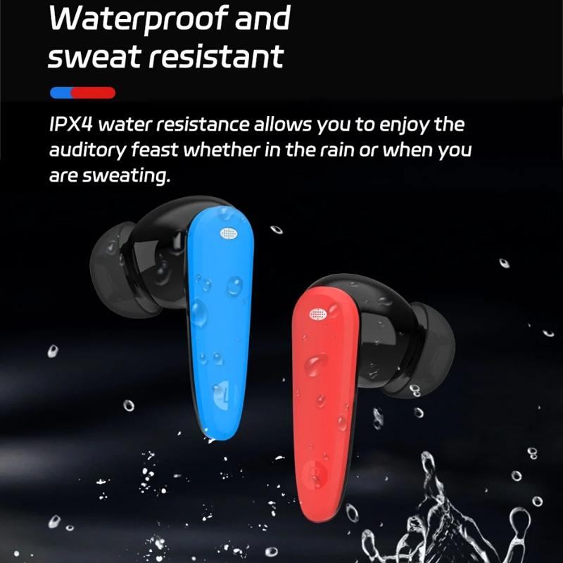Wireless Noise-cancelling Bluetooth Earbuds - Music Cube - Red Blue 5