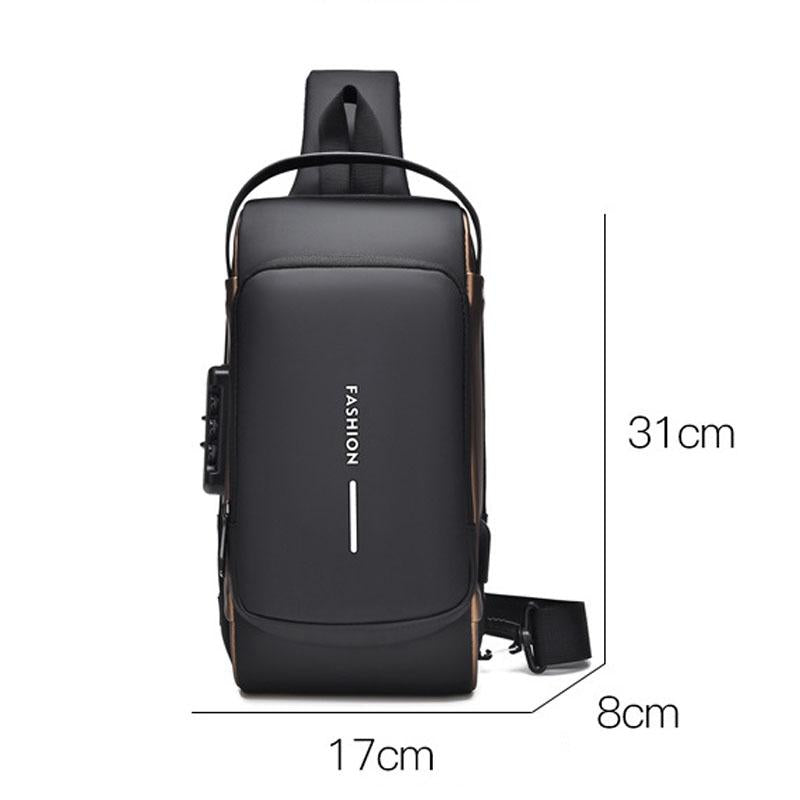 Waterproof Usb Crossbody Backpack For Sports - Black Gold 3