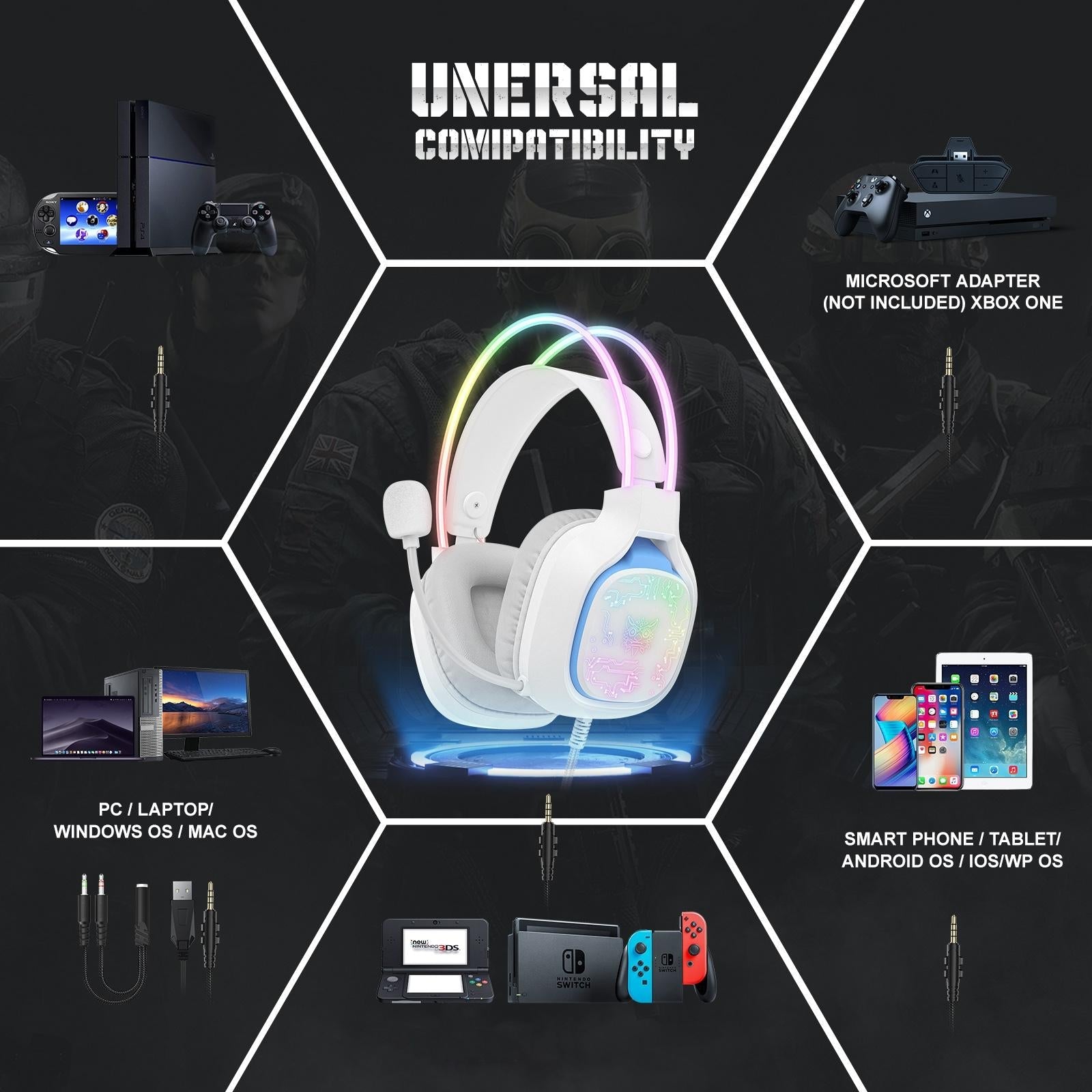 Colourful Light Gaming Headset With Mic 1.8M Cable - Black 9