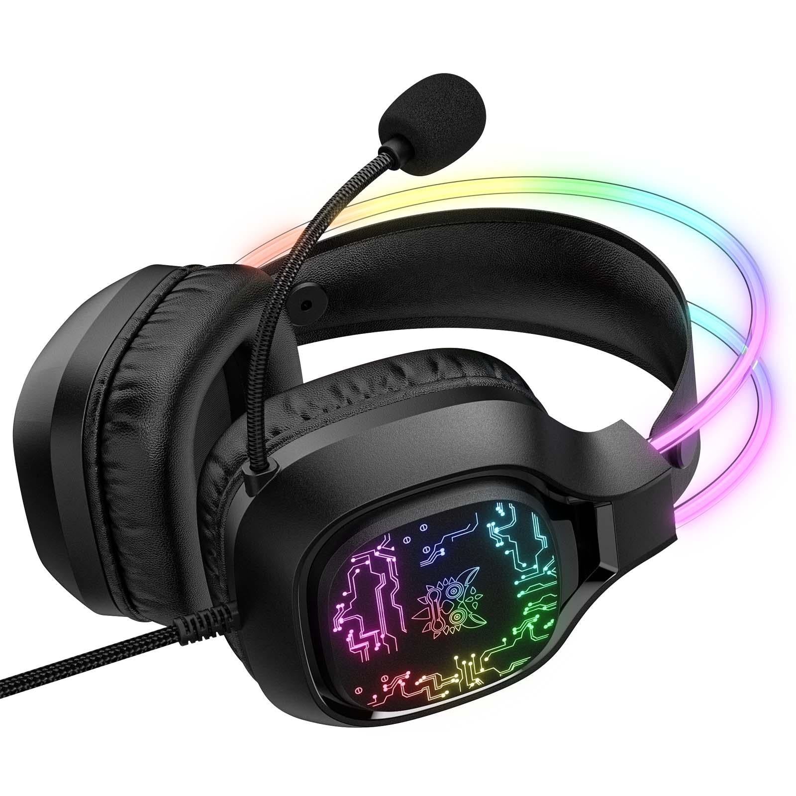 Colourful Light Gaming Headset With Mic 1.8M Cable - Black 12