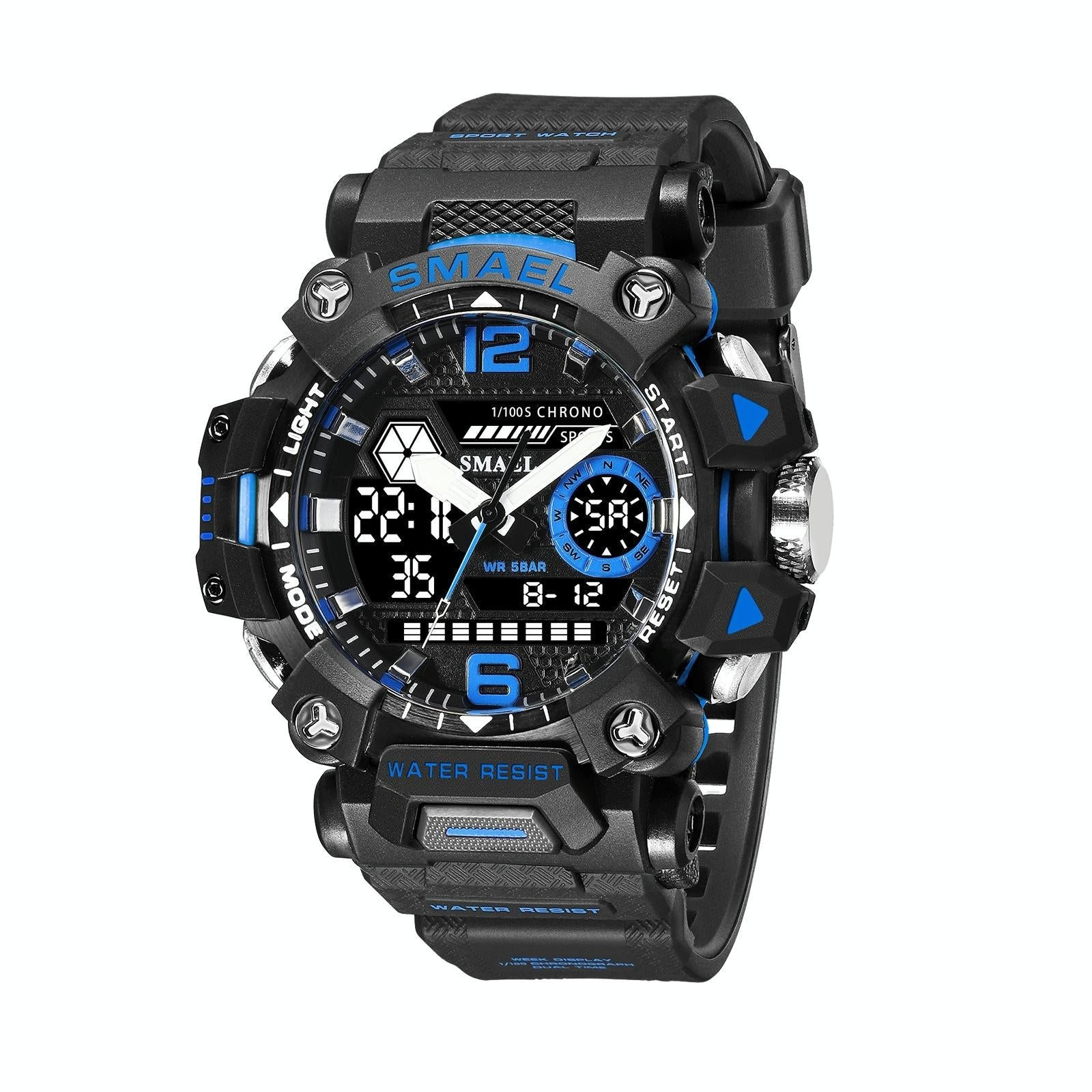 Waterproof Dual Display Outdoor Watch - Multifunctional Alloy for Men - Beige