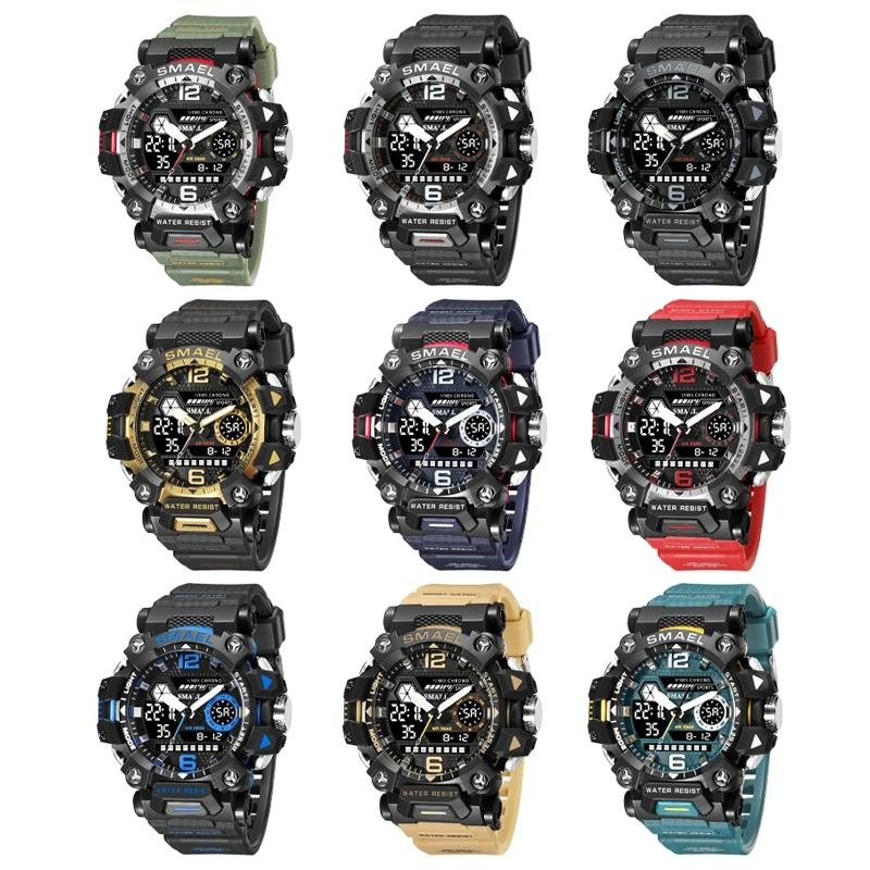 Waterproof Dual Display Outdoor Watch - Multifunctional Alloy for Men - Beige 3