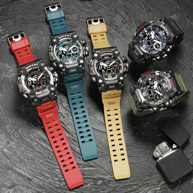 Waterproof Dual Display Outdoor Watch - Multifunctional Alloy for Men - Beige 7