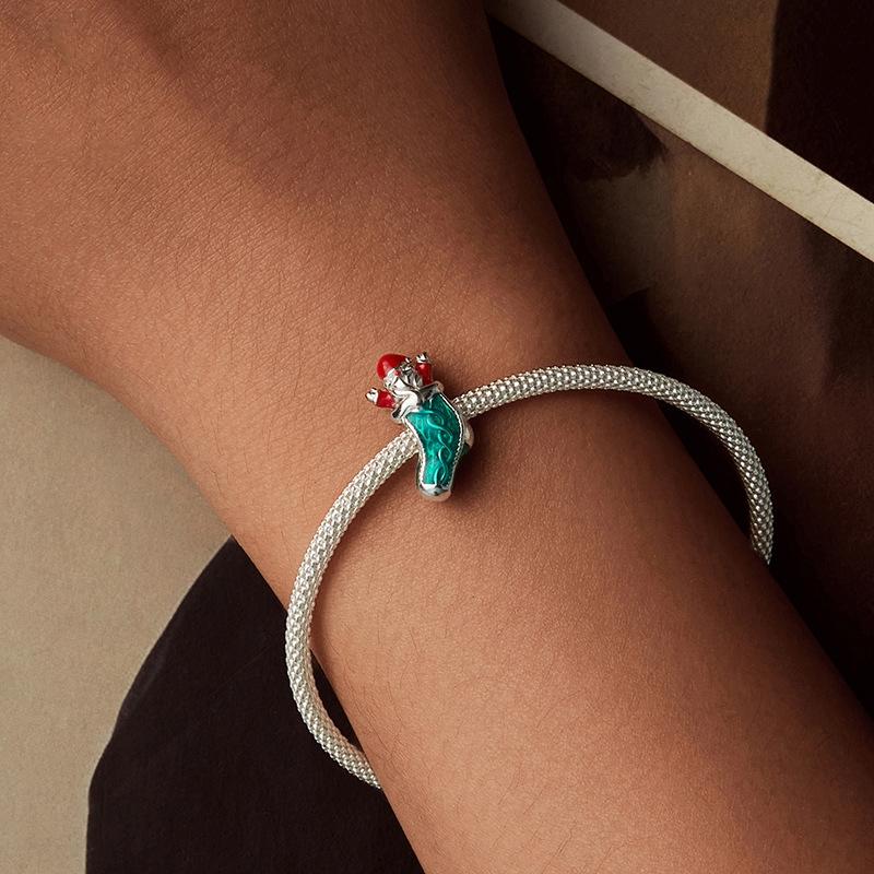 925 Sterling Silver Santa Bracelet Christmas Beads 7