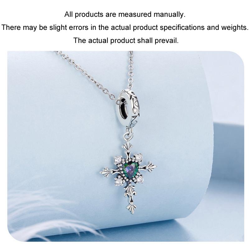 925 Sterling Silver Vintage Cross Love Pendant Beads 6