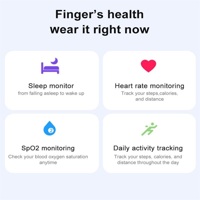 Smart Ring With Heart Rate Blood Oxygen & Sleep Monitoring - Size 10 - Black 9