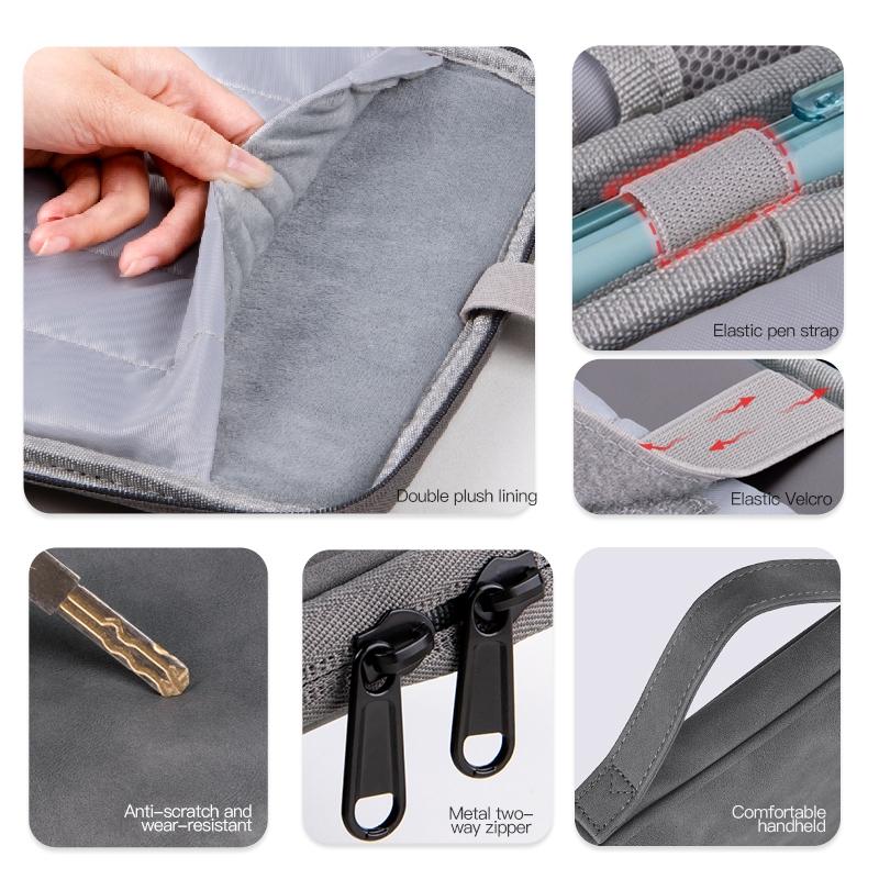 Grey Sheepskin Leather Bag for 9.7-11 Inch Laptops - Portable and Stylish 5