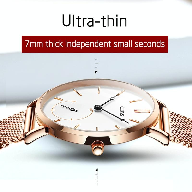 Waterproof Ultra-thin Women Quartz Watch - Small Dial - Rose Gold 7
