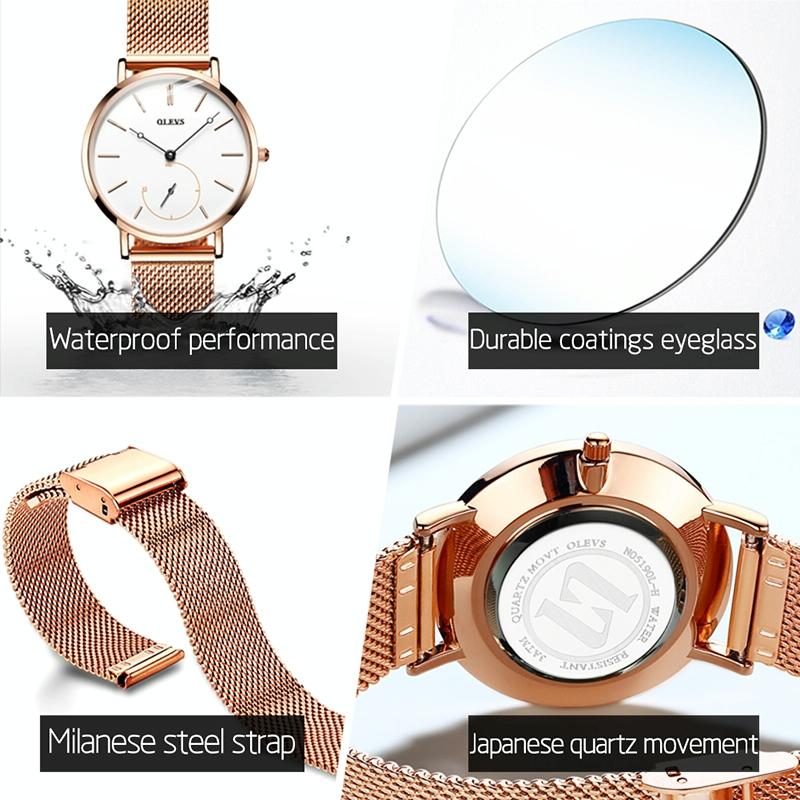 Waterproof Ultra-thin Women Quartz Watch - Small Dial - Rose Gold 12