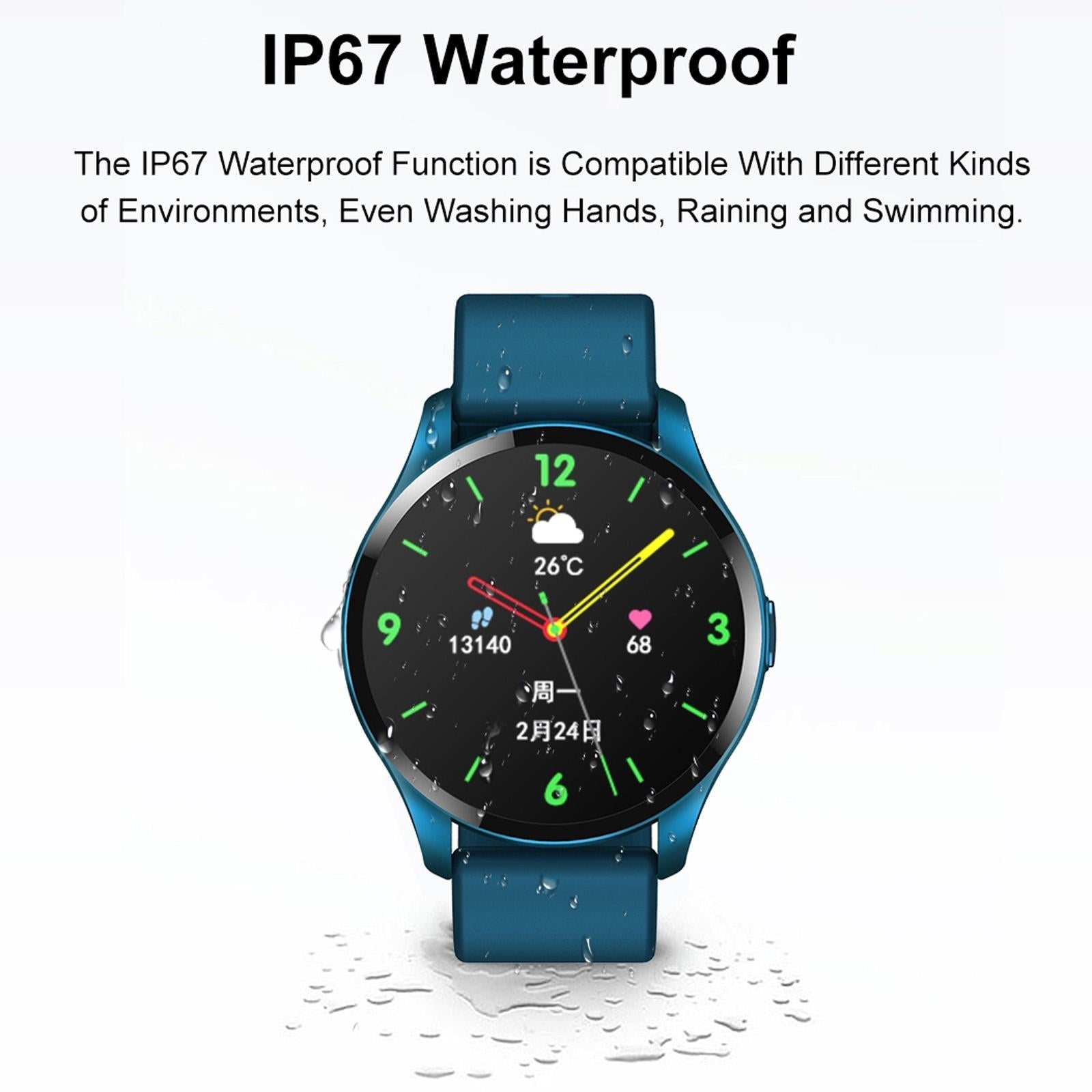 1.28 Inch Tft Colour Screen Ip67 Waterproof Smart Watch Support Body Temperature Monitoring / Sleep Monitoring / Heart Rate Monitoring - Blue 5