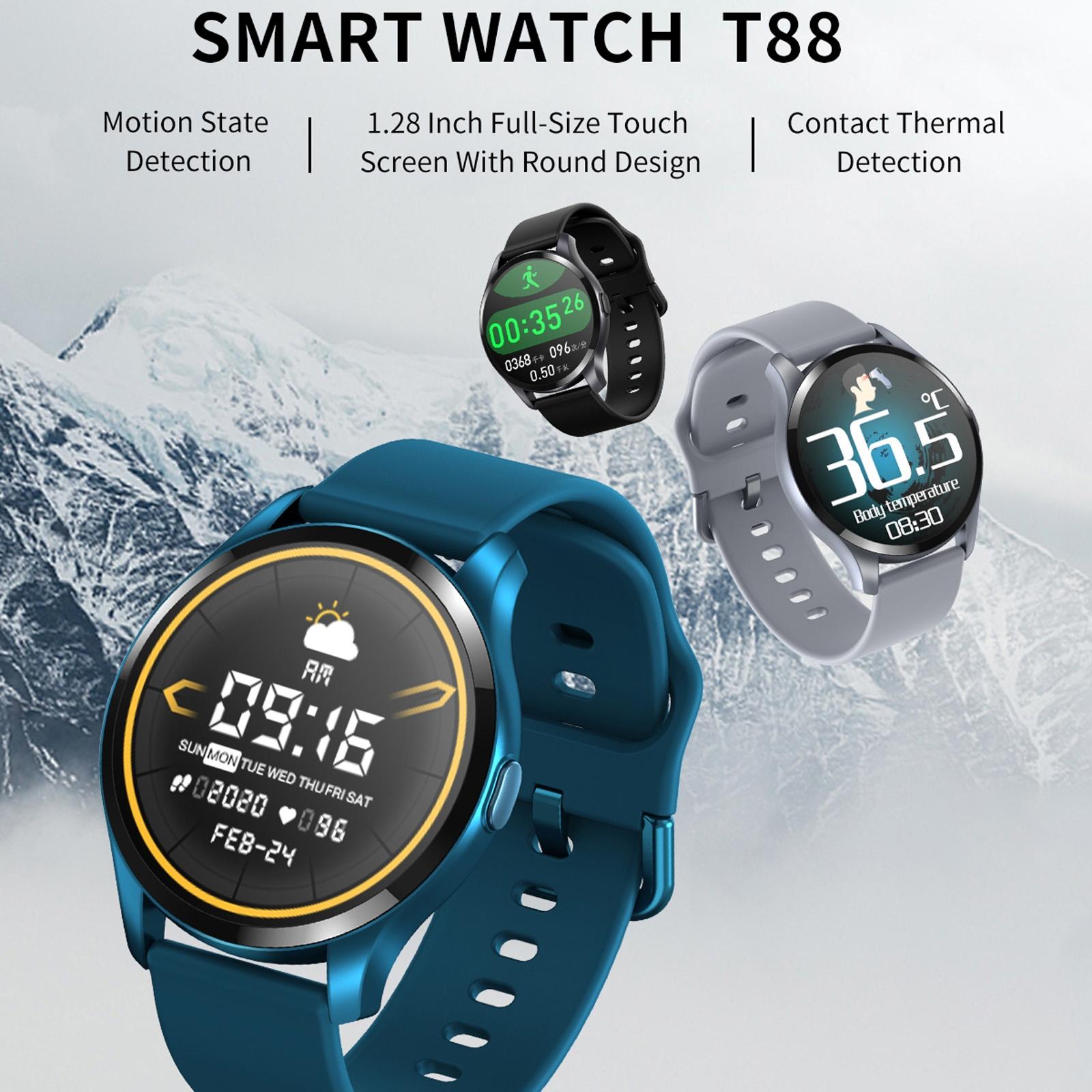 1.28 Inch Tft Colour Screen Ip67 Waterproof Smart Watch Support Body Temperature Monitoring / Sleep Monitoring / Heart Rate Monitoring - Blue 11