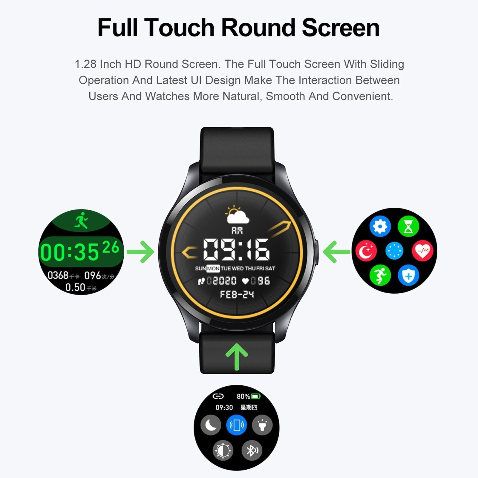 1.28 Inch Tft Colour Screen Ip67 Waterproof Smart Watch Support Body Temperature Monitoring / Sleep Monitoring / Heart Rate Monitoring - Blue 13