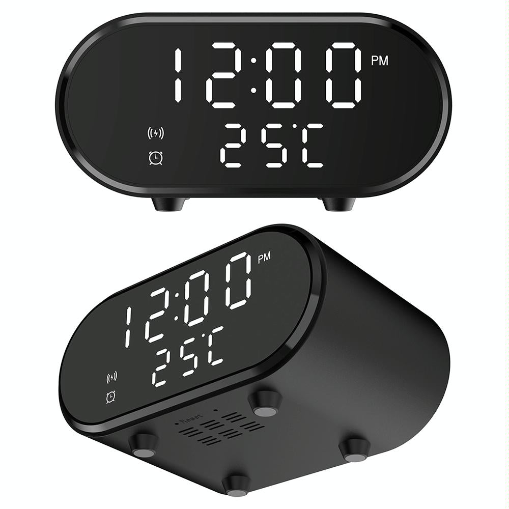 15W Wireless Charger With Mirror & Clock - Black 5