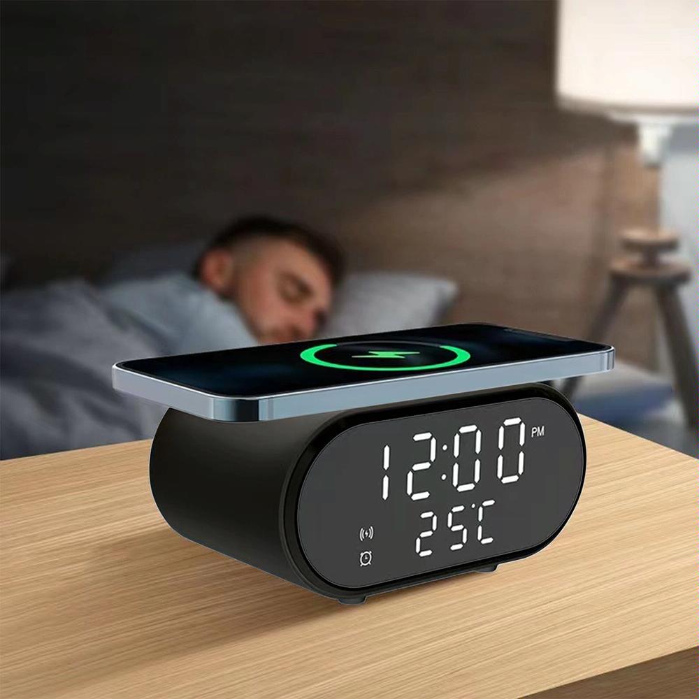 15W Wireless Charger With Mirror & Clock - Black 8