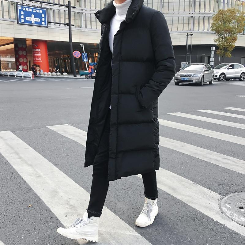 Mens Long Down Jacket Coat Winter Parkas Thick Warm Slim Fit Male Overcoat - Size M Black 3