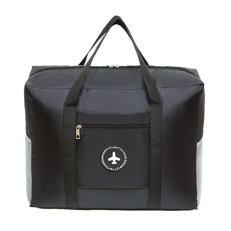 Folding Travel Bag with Trolley Case for Luggage - Black