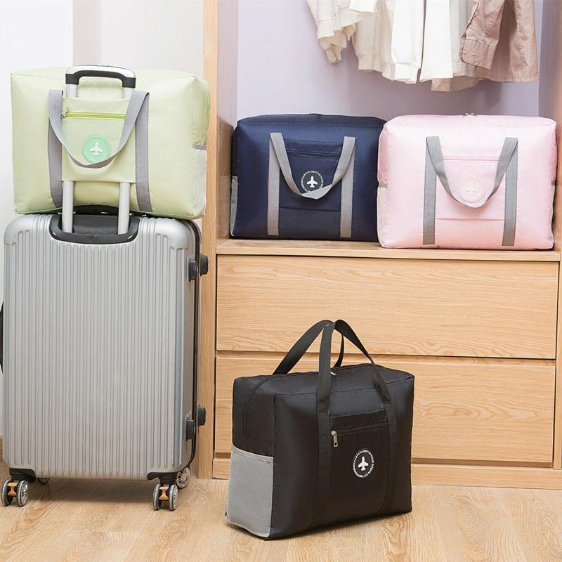 Folding Travel Bag with Trolley Case for Luggage - Black 3