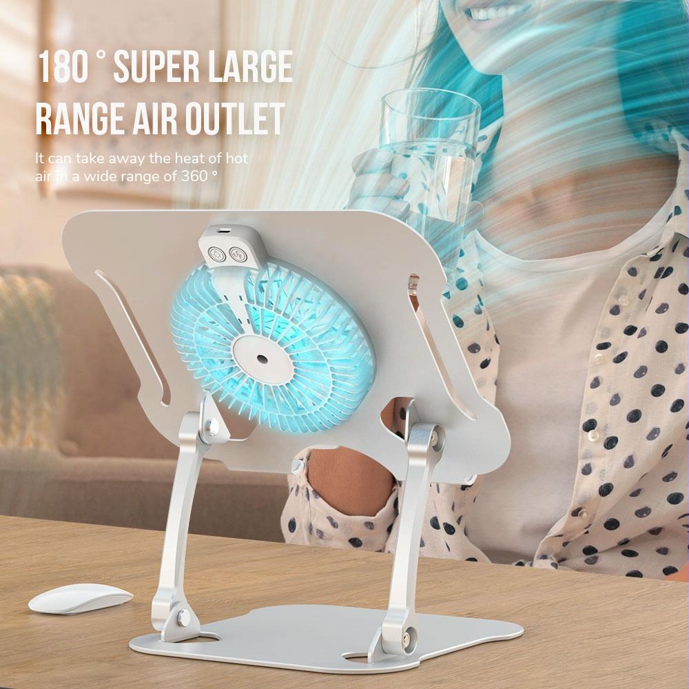 Silver Foldable Laptop Bracket with Fan - Space-saving Design 3