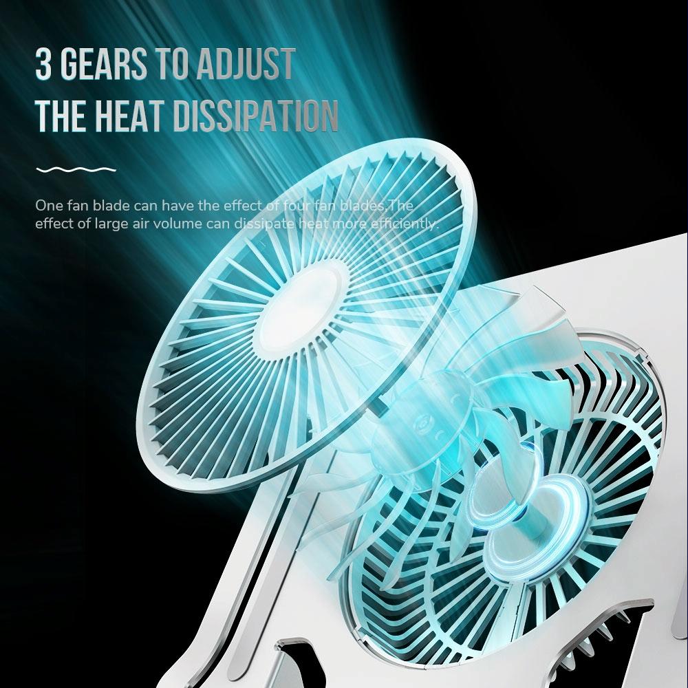 Silver Foldable Laptop Bracket with Fan - Space-saving Design 4
