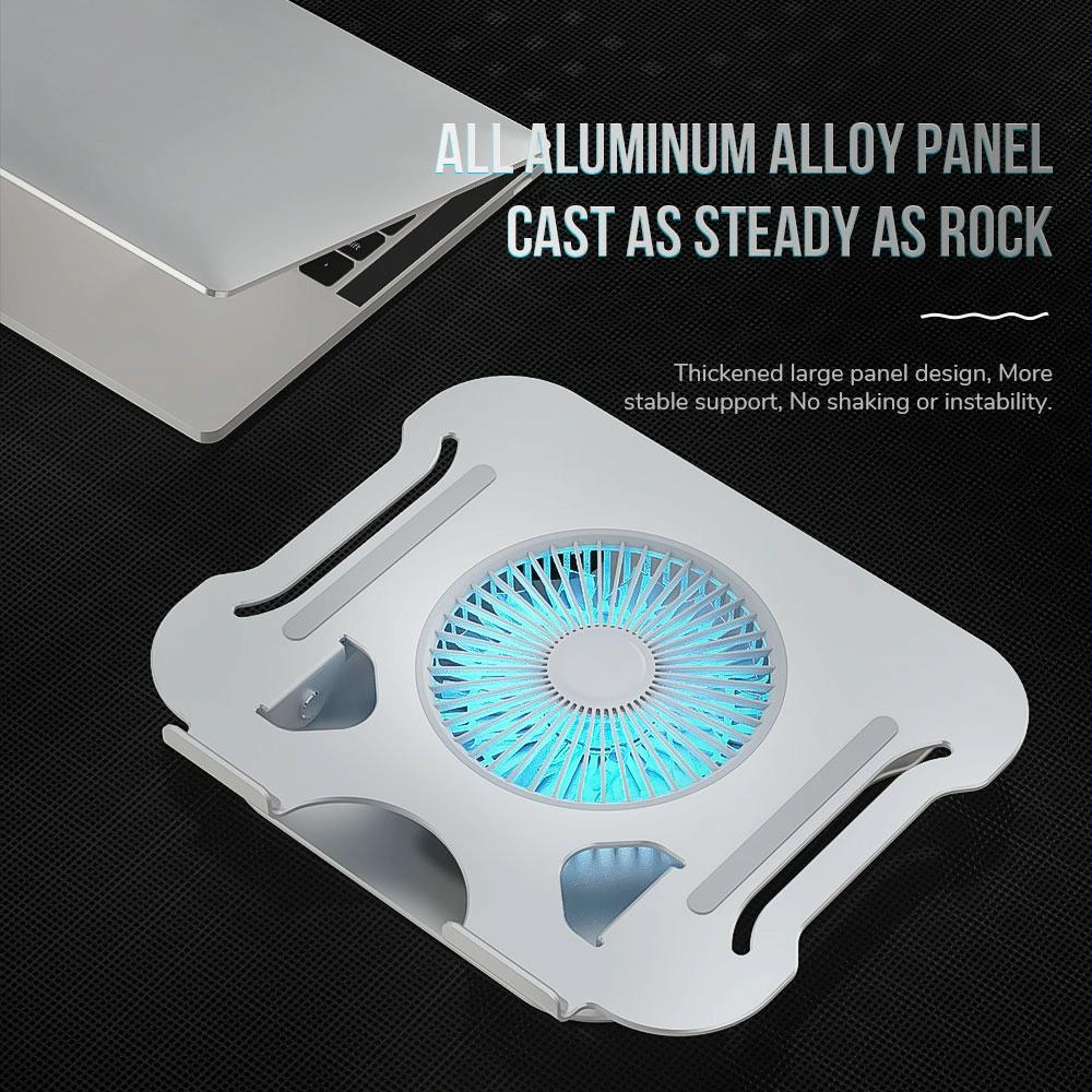 Silver Foldable Laptop Bracket with Fan - Space-saving Design 6