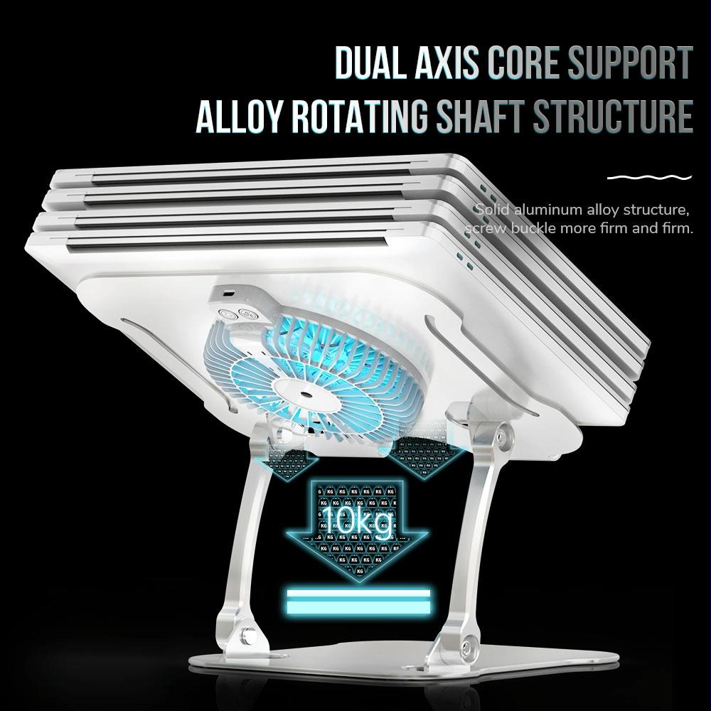 Silver Foldable Laptop Bracket with Fan - Space-saving Design 7
