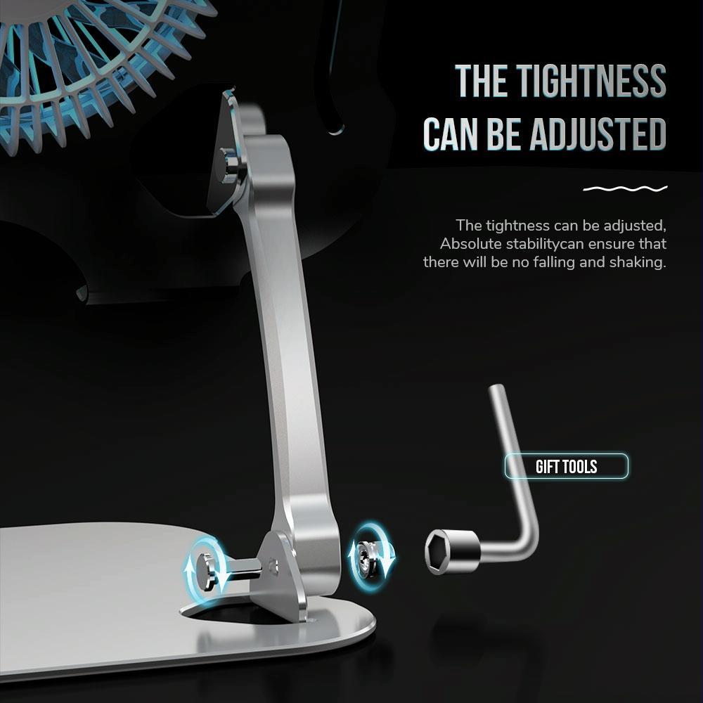 Silver Foldable Laptop Bracket with Fan - Space-saving Design 8