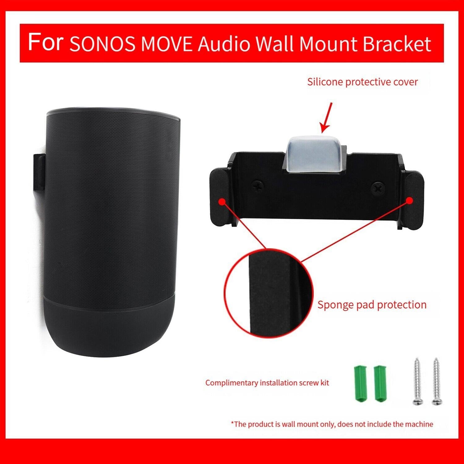 Wall Mount Bracket for Sonos Move Speaker - Black 4