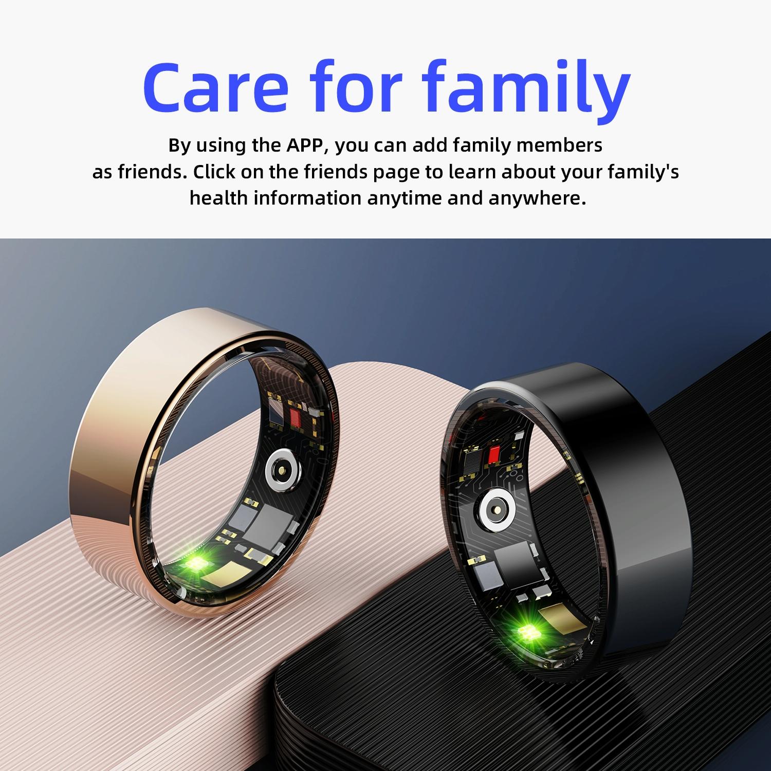 Smart Ring With Heart Rate Blood Oxygen Sleep & Sports Modes - Size 13 - Black 7