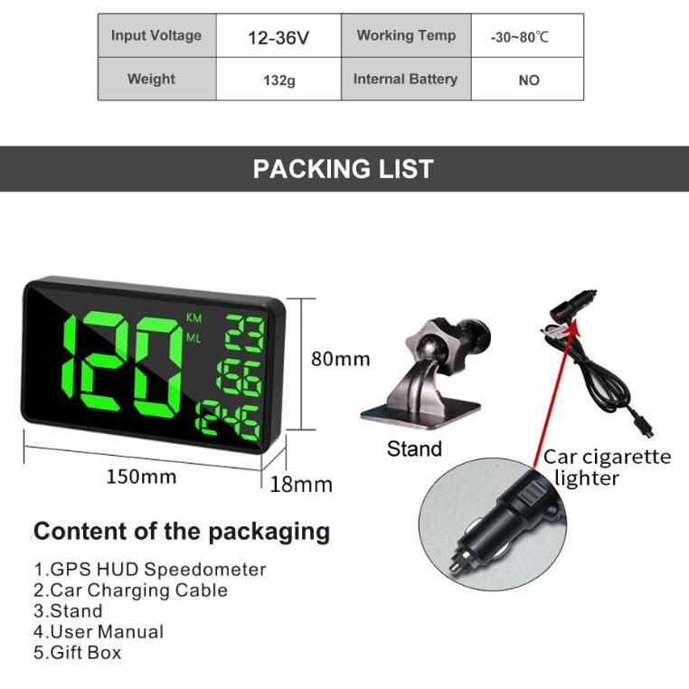 6.2 Inch Hud Car Head Up Display Gps Speed Meter & Alarm 10