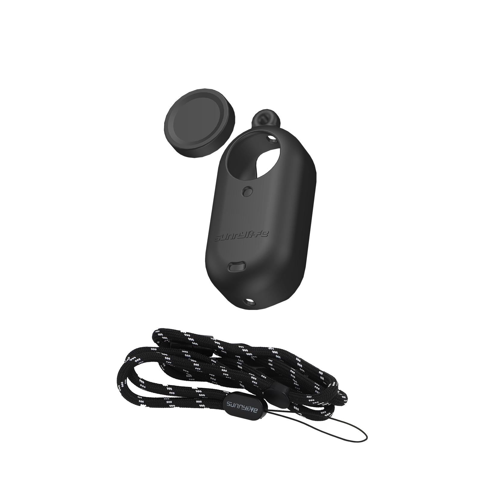 Silicone Camera Body Case with Lens Cap and Neck Strap for Insta360 Go 3 - Black 14
