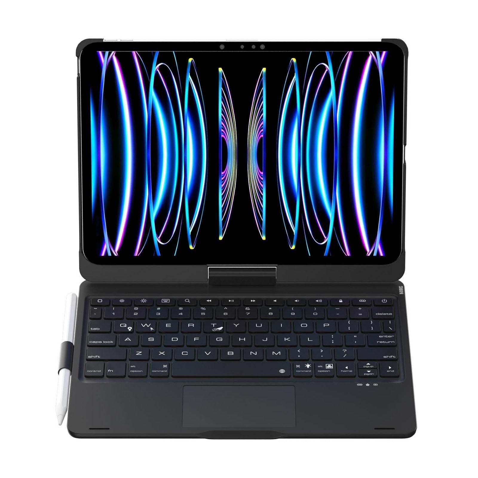 360 Degree Rotating Bluetooth Keyboard Leather Case For Ipad Pro 11 With Backlight - Black 3