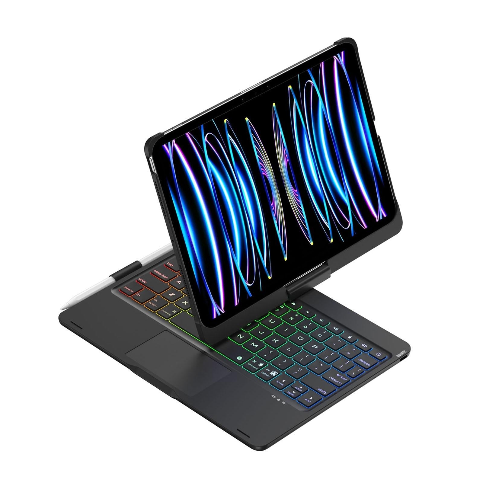 360 Degree Rotating Bluetooth Keyboard Leather Case For Ipad Pro 11 With Backlight - Black 4