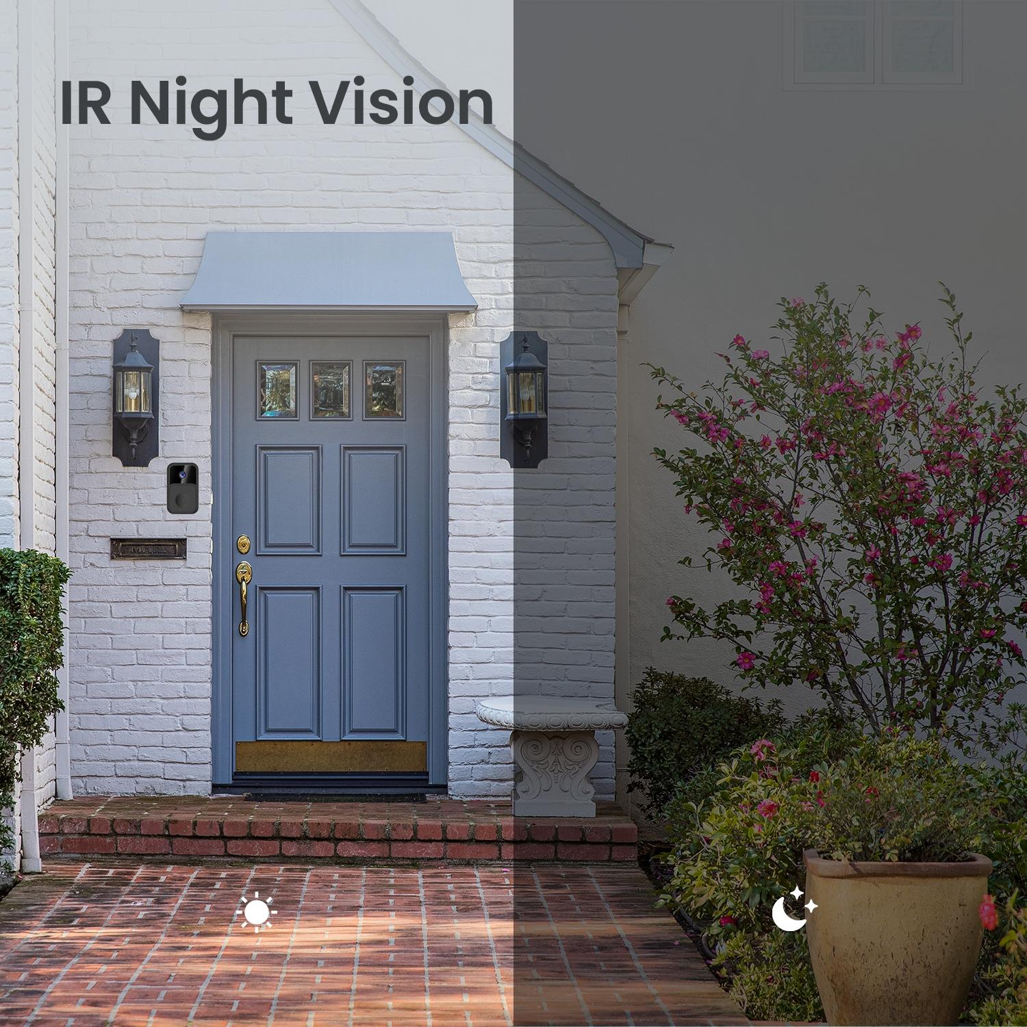 Wireless Smart Video Doorbell - 90 Degree Wide Angle - Black 7