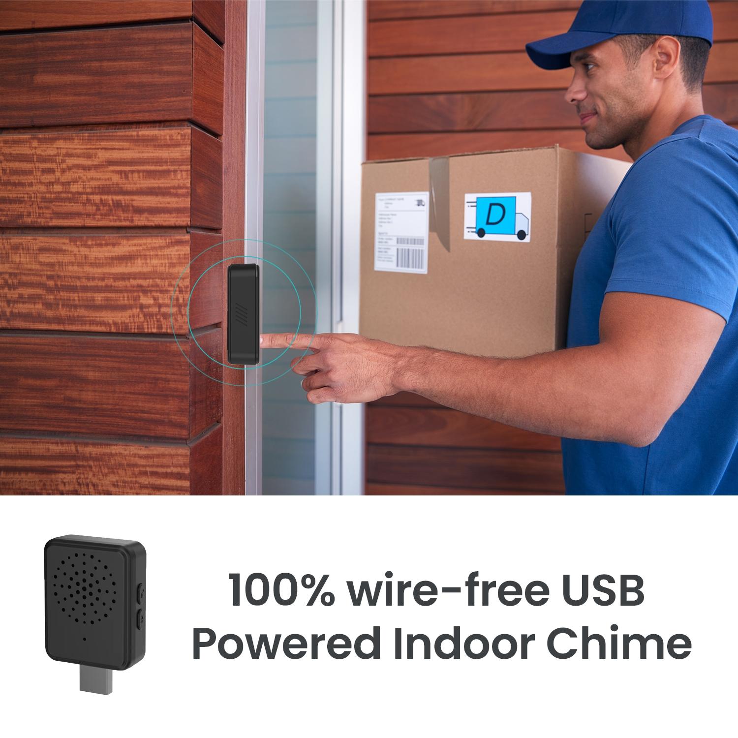 Wireless Smart Video Doorbell - 90 Degree Wide Angle - Black 8