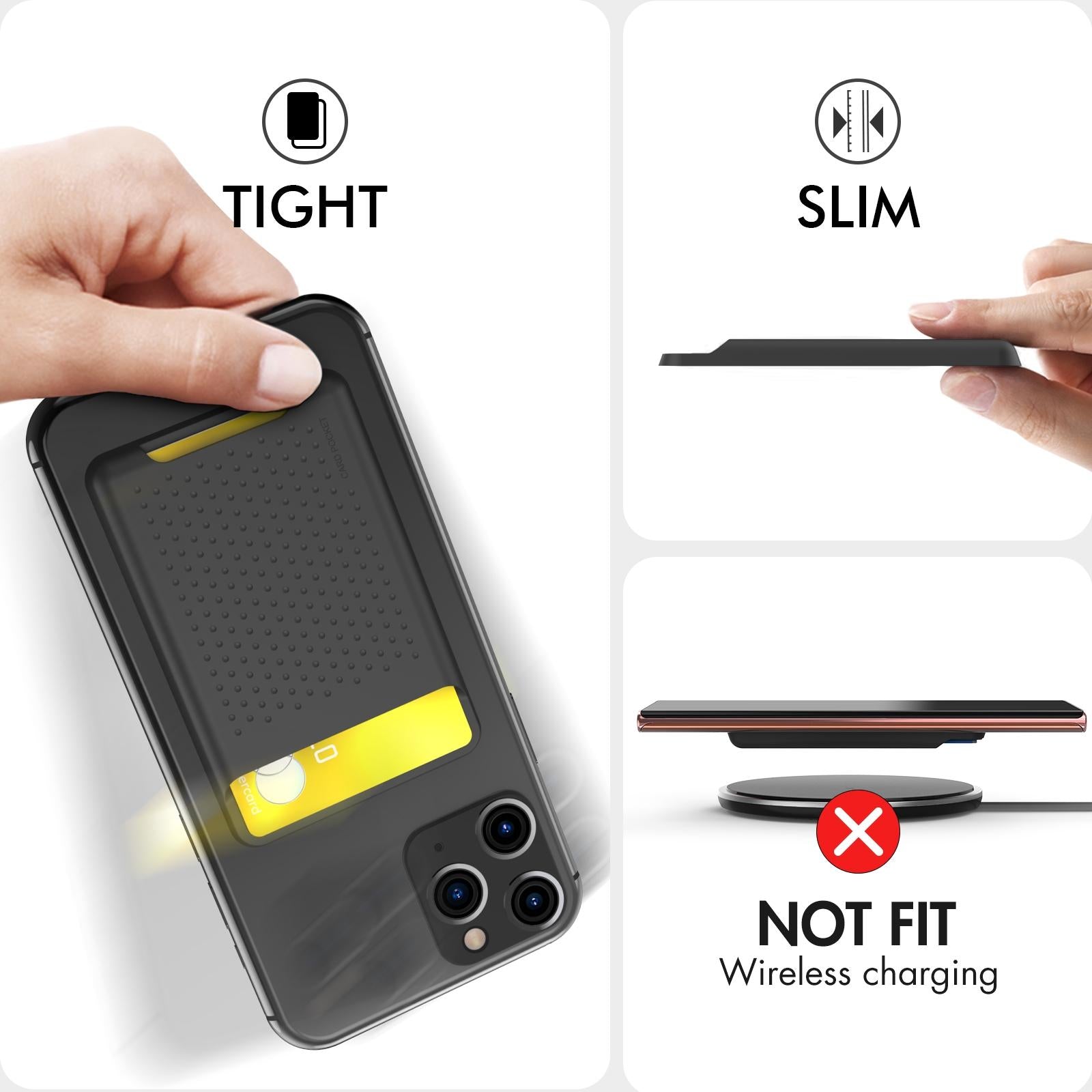 Universal Adhesive Silicone Card Case For Mobile Phones - Black 4