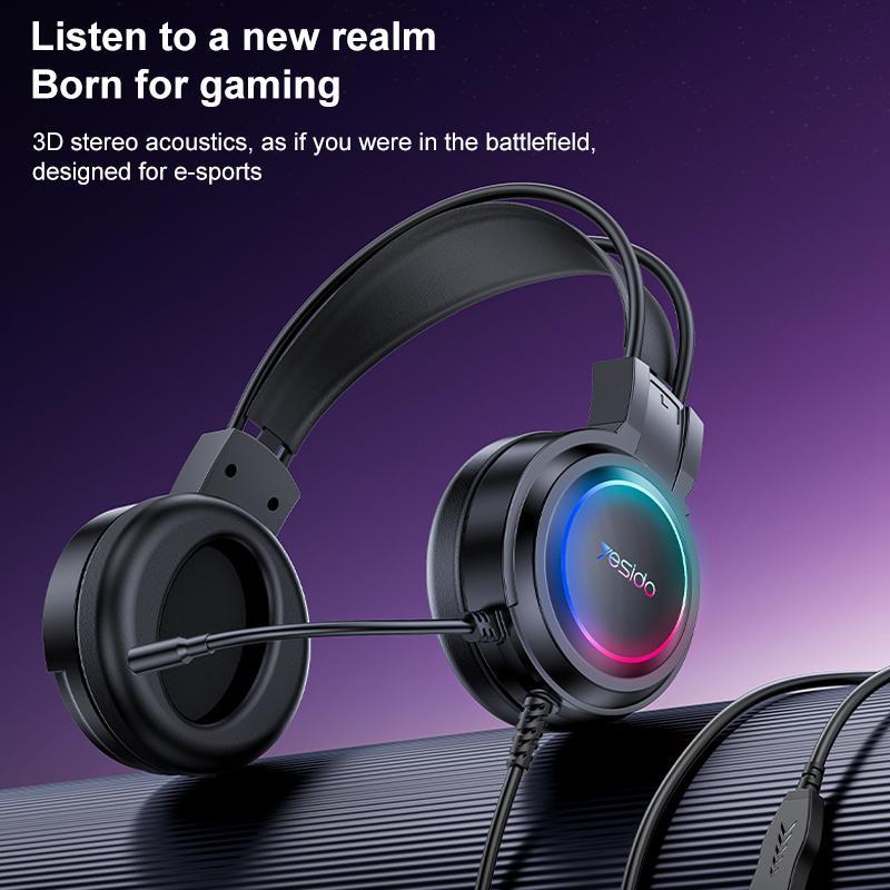 Usb Wired Rgb Gaming Headset With Mic 1.2M Cable Black 3