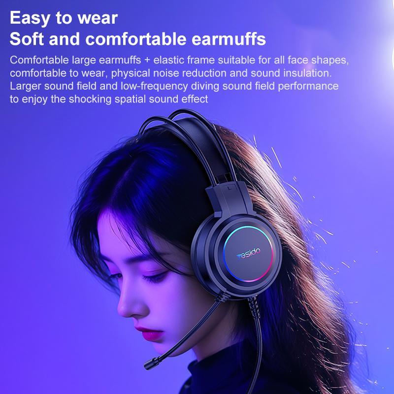 Usb Wired Rgb Gaming Headset With Mic 1.2M Cable Black 4