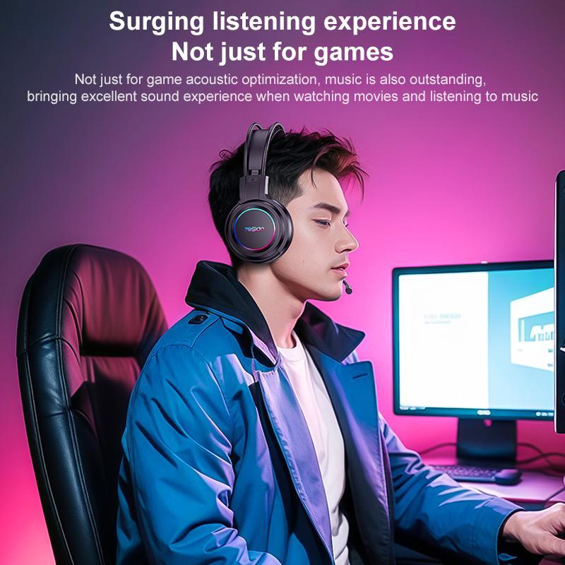 Usb Wired Rgb Gaming Headset With Mic 1.2M Cable Black 7