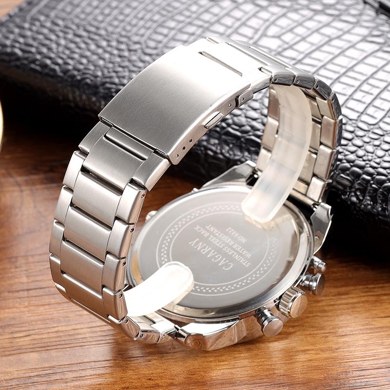 Men Dual Movement Steel Band Watch - Silver Shell 4