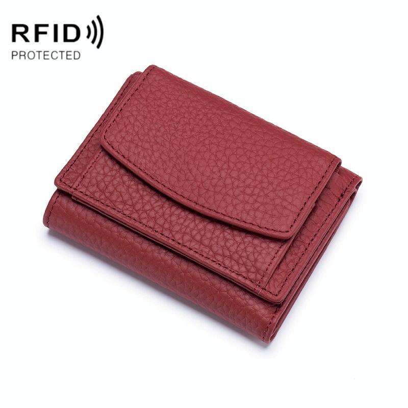 Compact Rfid Leather Coin Purse Wallet - Secure & Stylish - Wine Red 12