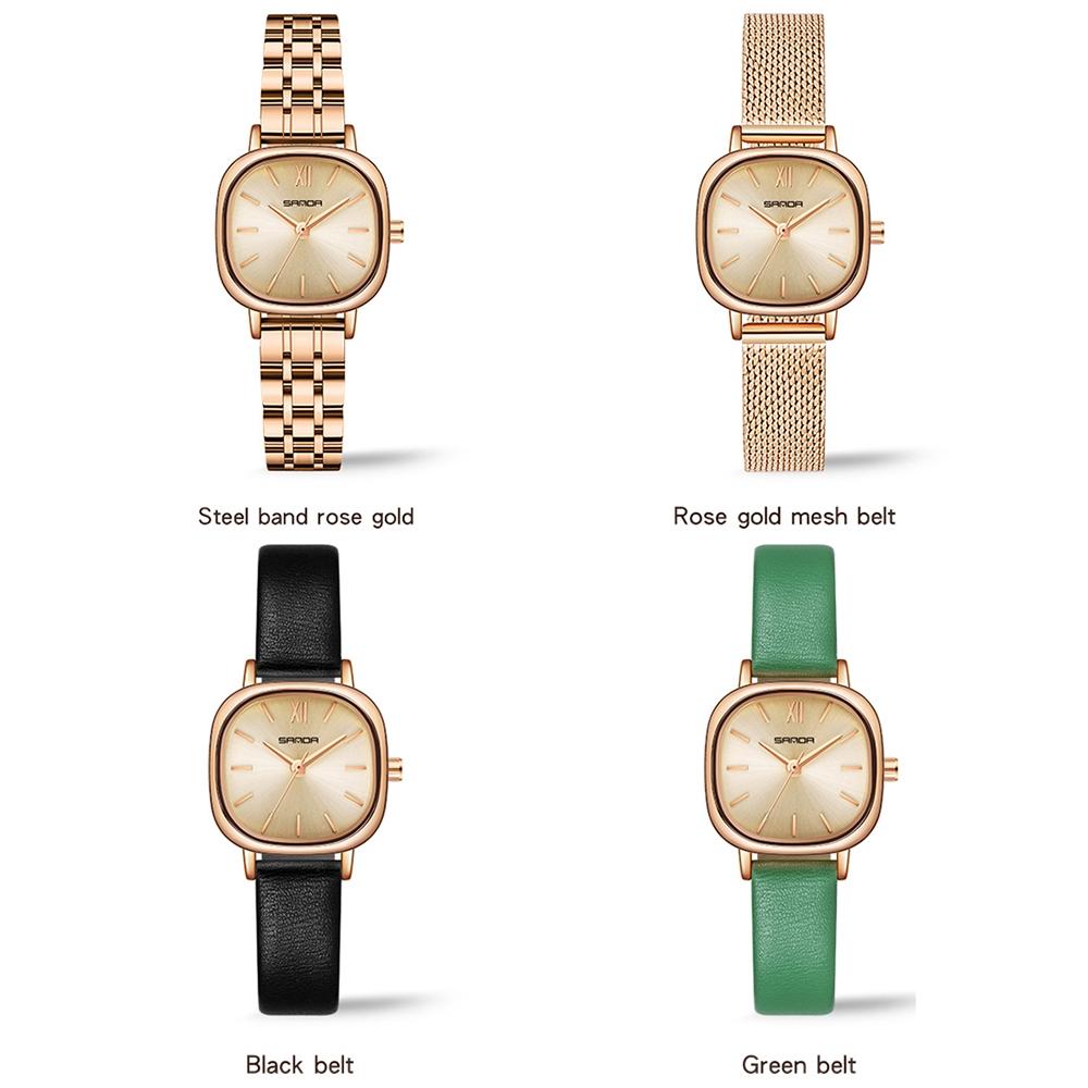 Women Oval Dial Quartz Watch with Simple Bar Scale - Steel Belt Rose Gold 3