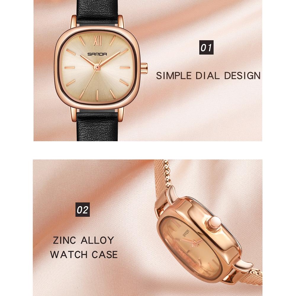 Women Oval Dial Quartz Watch with Simple Bar Scale - Steel Belt Rose Gold 4