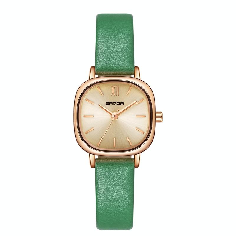 Women Oval Dial Quartz Watch with Simple Bar Scale - Steel Belt Rose Gold 11
