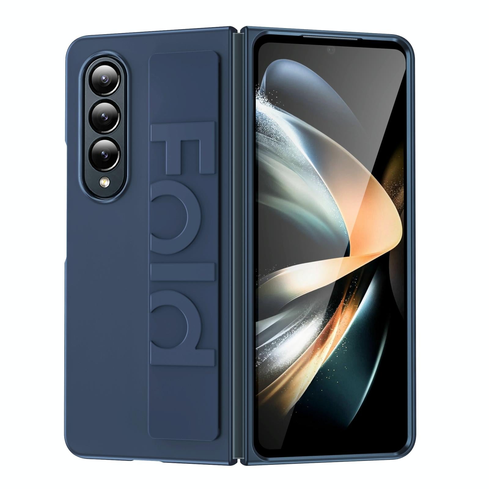 For Samsung Galaxy Z Fold4 5G Silicone Wristband Foldable Phone Case - Blue