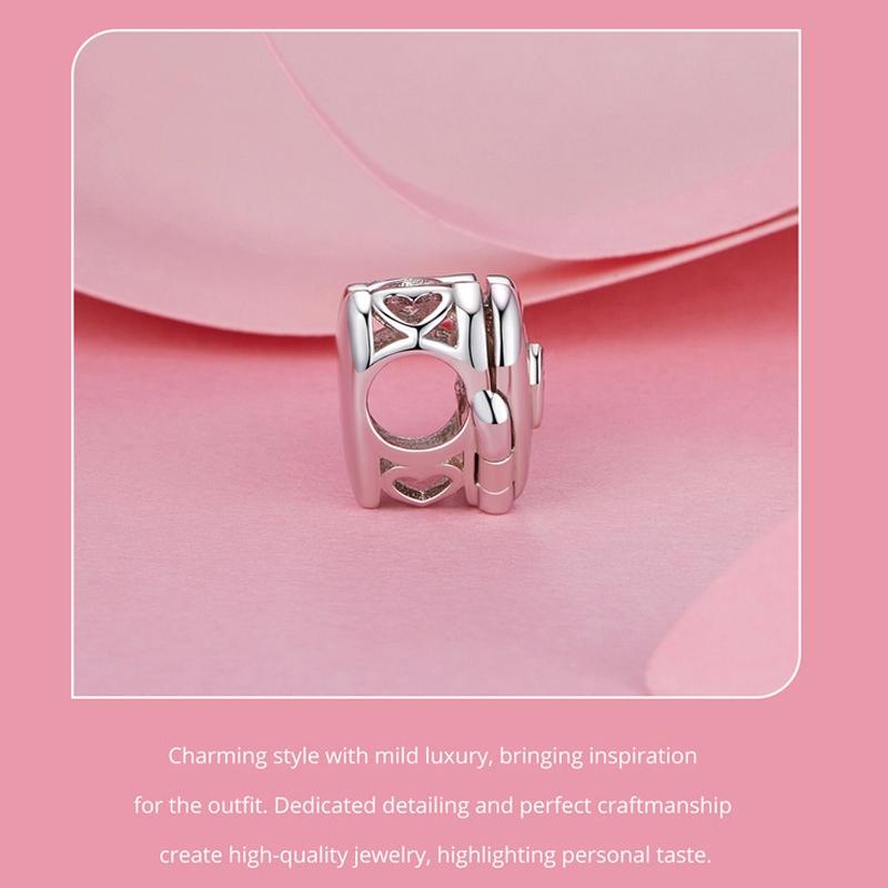 925 Sterling Silver Platinum Plated Love Beads For Diy Valentine'S Day 5