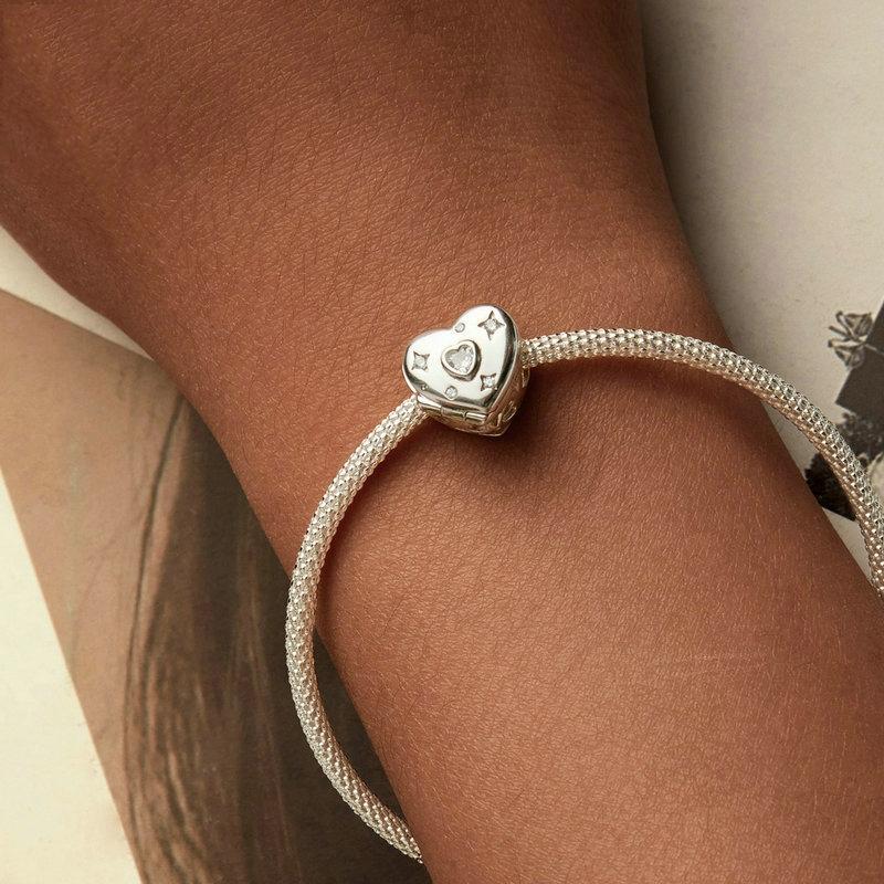 925 Sterling Silver Platinum Plated Love Beads For Diy Valentine'S Day 7