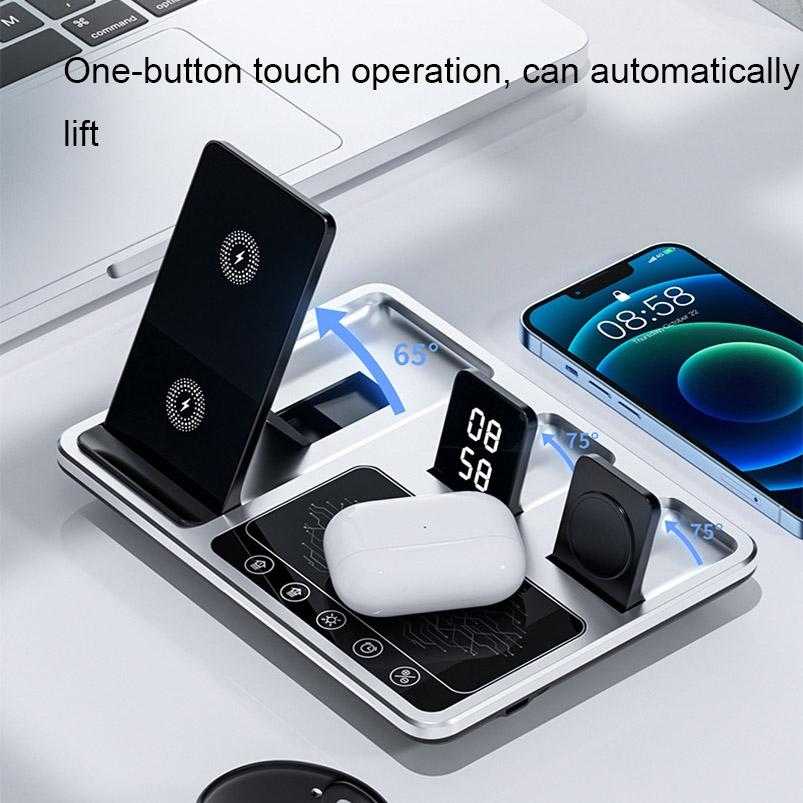 30W 4 In 1 Wireless Charger With Ambient Light Silver / Black 4